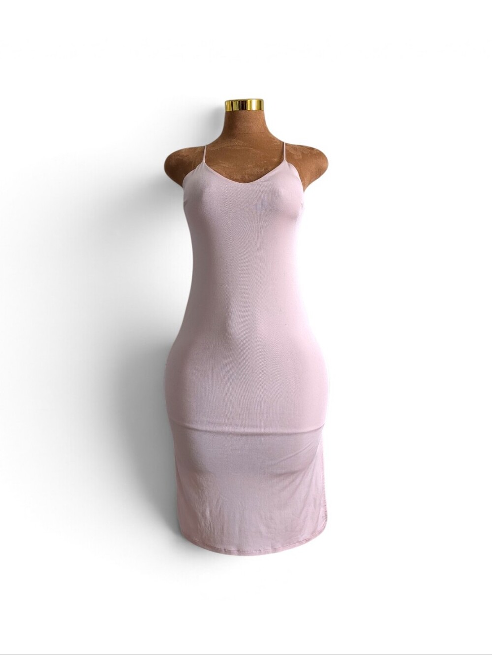 Dance & Marvel Minimalist Light Pink Slip Midi Dress